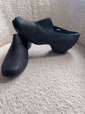 Merrell Emma Black Leather Clogs Slip On Comfort Shoes Womens Size 11 EUC